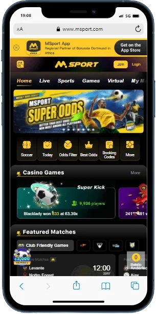 Aviator Msport Mobile App
